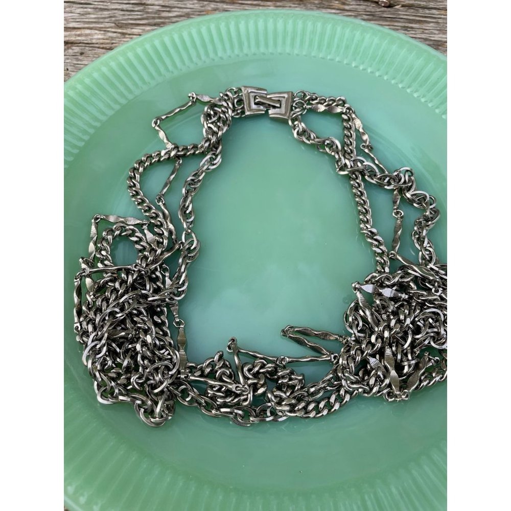 Vintage Chunky 3 strand Long 1970s Necklace